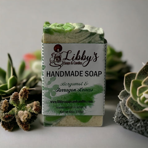 Jabón de hojas de bergamota y estragón | Jabón Hidratante | Jabón Limpiador | Jabon hecho a mano