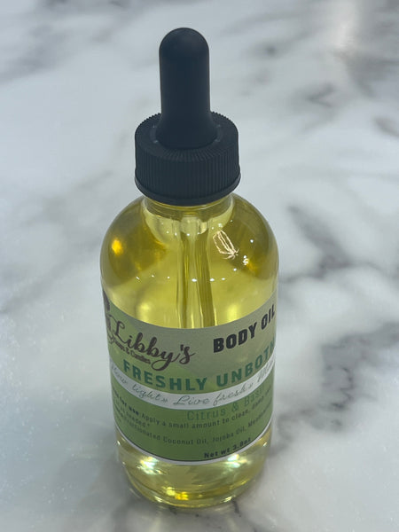 Freshly Unbothered Body Oil | Citrus Basil  3.8 oz | Lightweight | Dropper Bottle