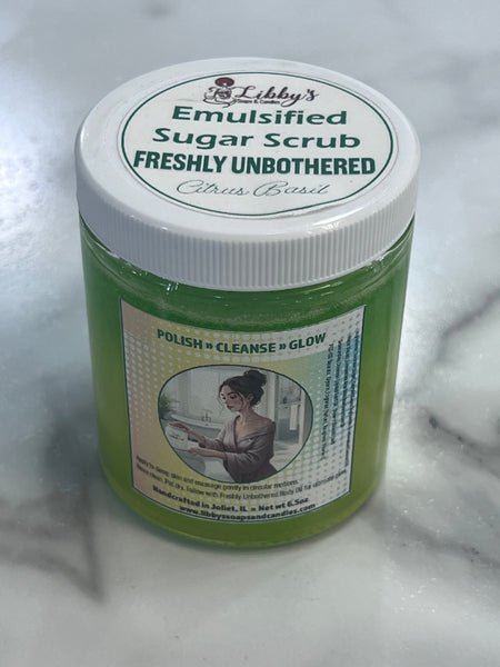 Freshly Unbothered Sugar Scrub | Citrus Basil  6.5 oz | Exfoliating + Moisturizing