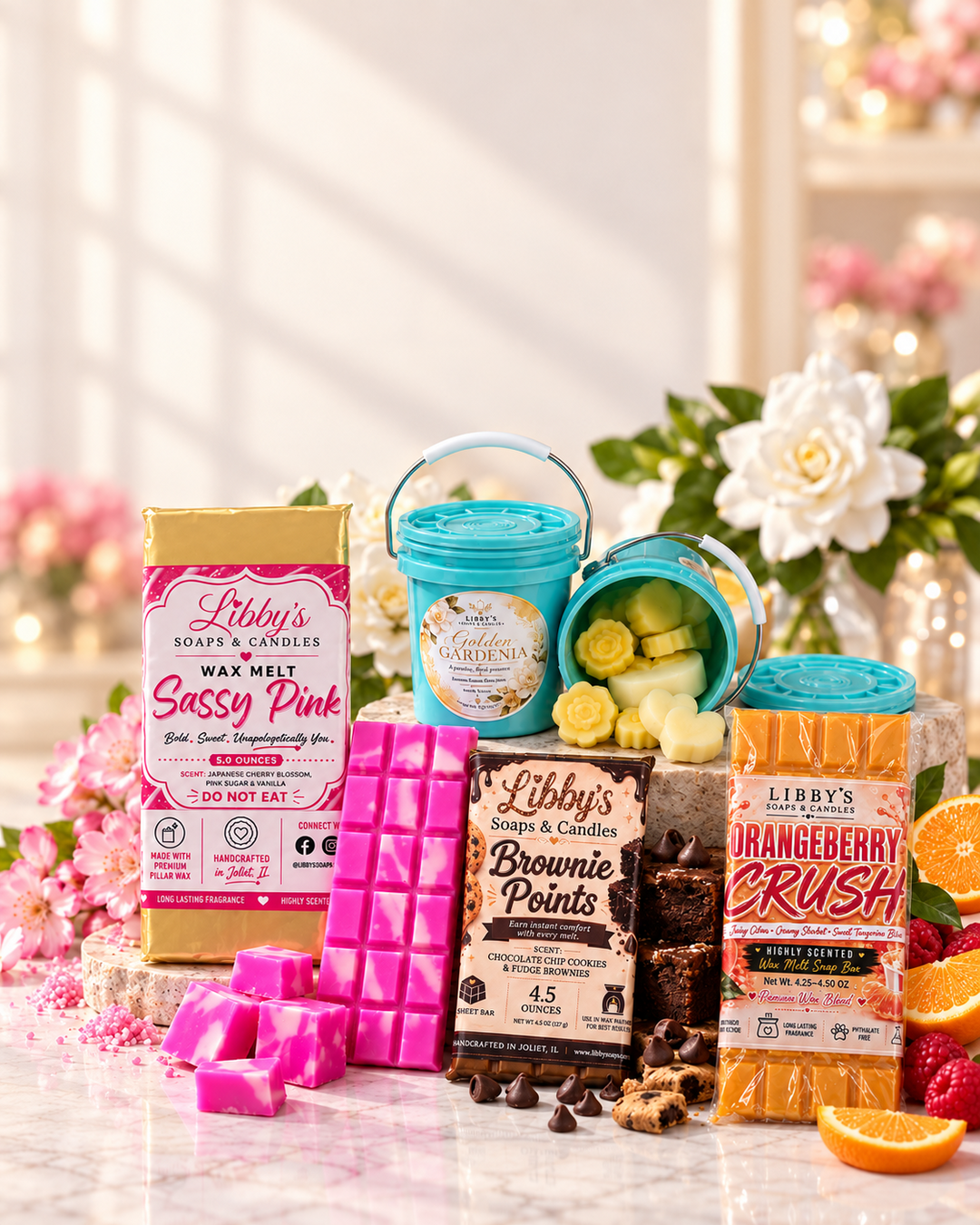 Libby's colorful handcrafted wax melts